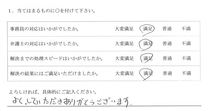 依頼者の声・平成23年・小牧市・４０代男性・任意整理