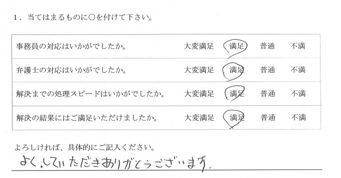 依頼者の声・平成23年・小牧市・４０代男性・任意整理